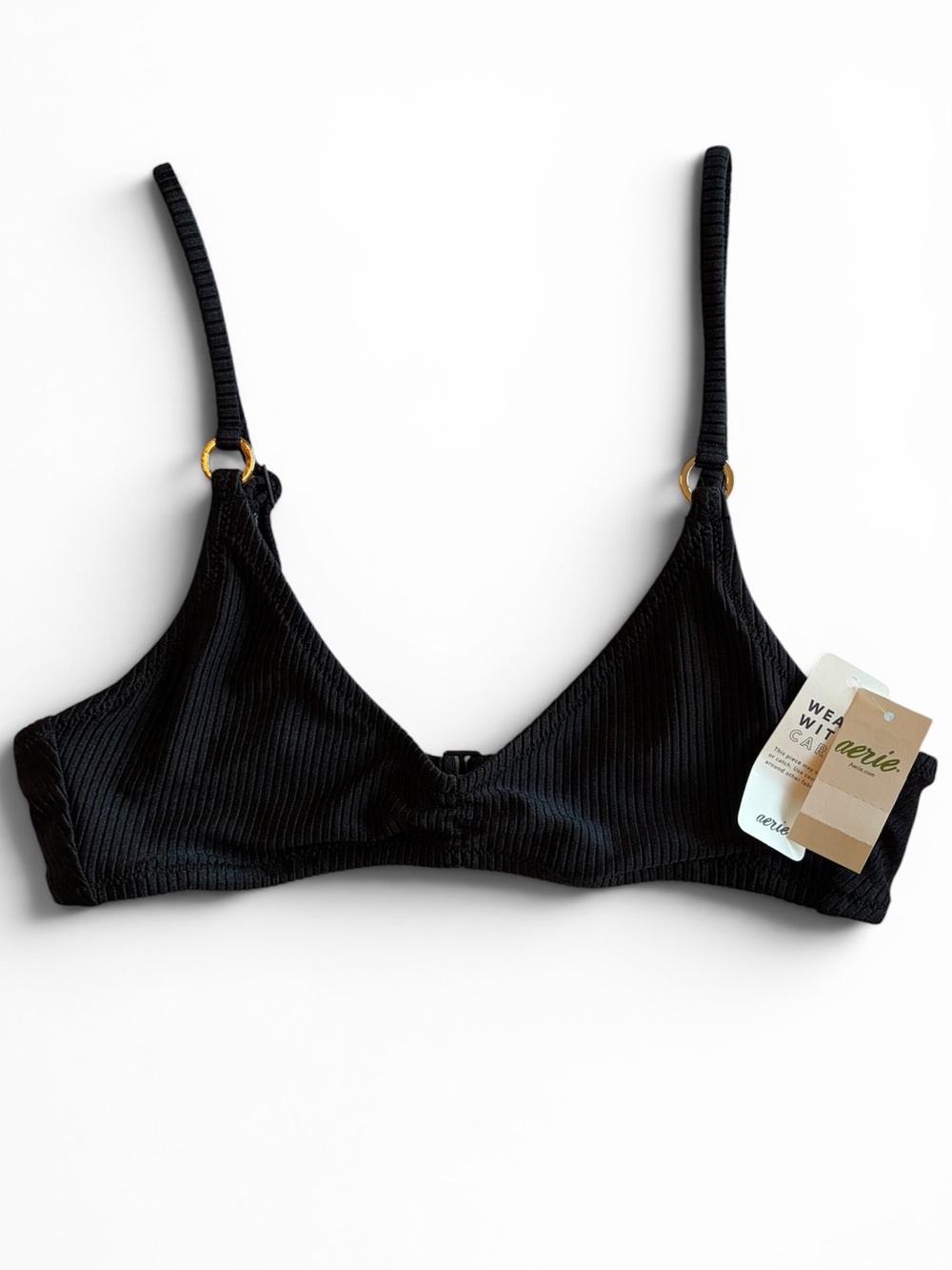 Aerie Black Bikini Top Womens Size Small NWT